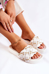 Women's Leather Slippers With A Chain White Soline
