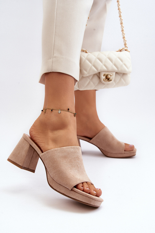 Women's Beige High Heel Sandals Bralya