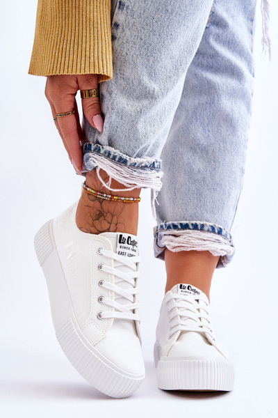 Trampki Wygodne Platforma Białe Lee Cooper LCW-23-31-1806L