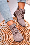Women's Openwork Boots Suede Cappuccino Susannah