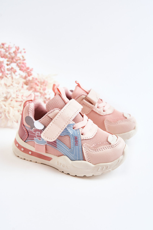 Buty Sportowe Dziecięce Materiałowe Rzep Różowe Nathine