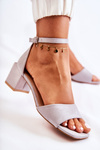 Suede Women's Sandals On Heel Grey Luciana