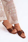 Ladies flat sandals with bow Camel Avenza