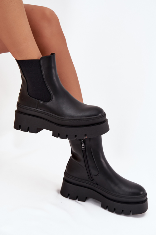Insulated Women's Chelsea Boots On Platform Black Ismira