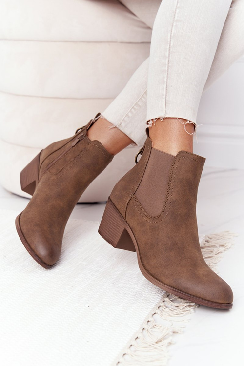 Women's Insulated Chelsea Boots On A Block Heel Khaki Trinity