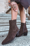 Suede Women's Block Heel Boots Insulated Brown Arelia