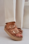Sandals With Weaving And Buckles On A Massive Platform Camel Aralissea