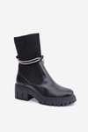 Boots With Sock And Shiny Lacing Black Dinarca