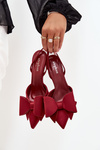 High heels with open heels and bow Bordeaux Eklevia
