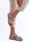 Comfortable Women's Sandals with Velcro Blue Iphiope