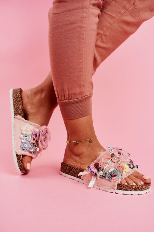 Women's Slides With Flowers Pink Enrissa