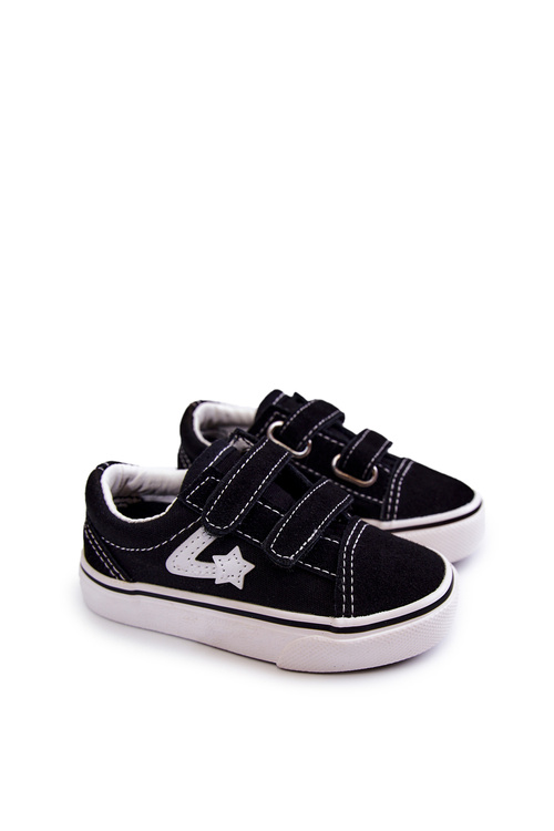 Classic Children's Sneakers With Velcro Black Phiris