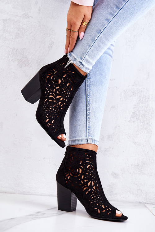 Openwork Boots On A Post Black Brittany