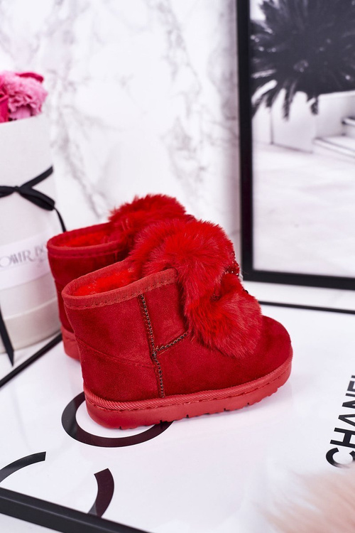 Children's Snow Boots Insulated With Fur Suede Red Amelia