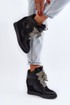 Women's Wedge Sneakers Black Leoppa