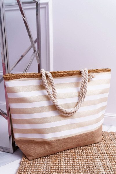 Large Beach Bag Shopper Handbag Beige