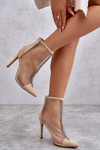 Fashionable Women's Stiletto Boots With Mesh Beige Rummi