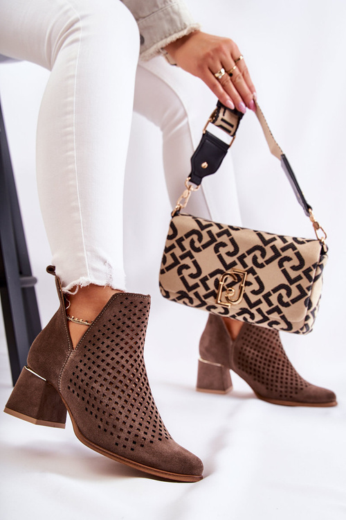 Suede Openwork boots Lewski Shoes 3165 Brown
