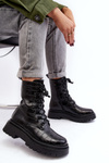Women's Workery Boots with Decorative Embossing Black Tarolia