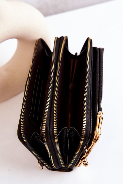 Portfel Torebka 2w1 Na Suwak Czarny Leonore