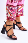 Leather Heel Sandals Black Florentina
