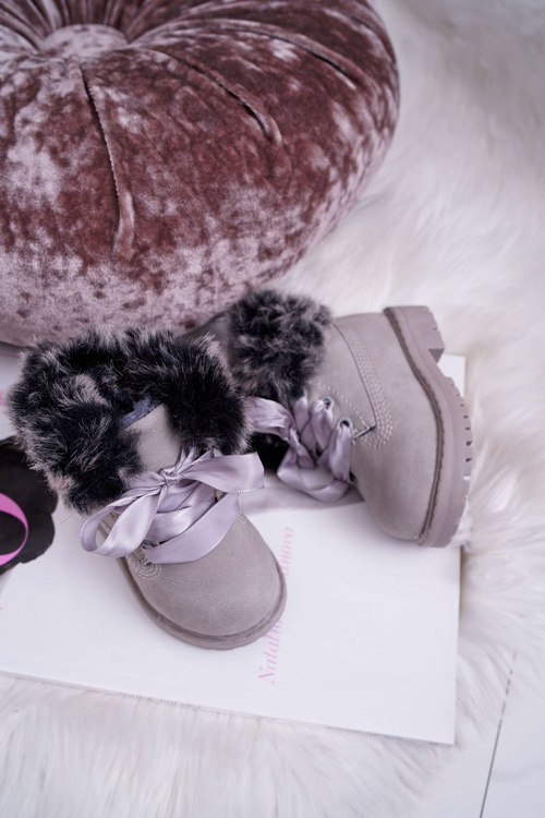 Children's Boots Trapper Boots Warmed With Fur Grey Tesoro