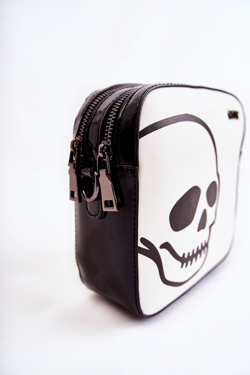 Leather Messenger Bag W Pattern GOE ZNJ013 Black and White