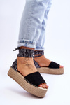 Suede Wedge Sandals Black Livia