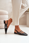 Lacquered Ballet Flats With Straps On Low Heel Black Bialettia
