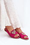 Women's sandals with decorative heart S.Barski KV27-018 fuchsia