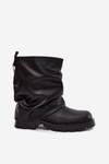 Insulated Women's Ankle Boots With Wrinkled Shaft Black Gracine
