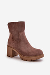 Women's Heeled Boots with Zipper Eco Suede Brown Rashmi