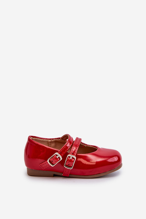 Red Patent Leather Children's Ballerina Flats with Straps Margenis