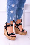 Lu Boo Black Women's Valeria Studded Anchor Sandals