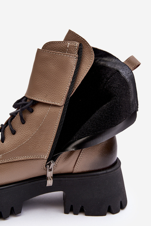 Leather Ankle Boots Women's Beige Lemar Anceria