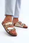 Embellished Women's Slides With Buckles S.Barski MY121 Gold