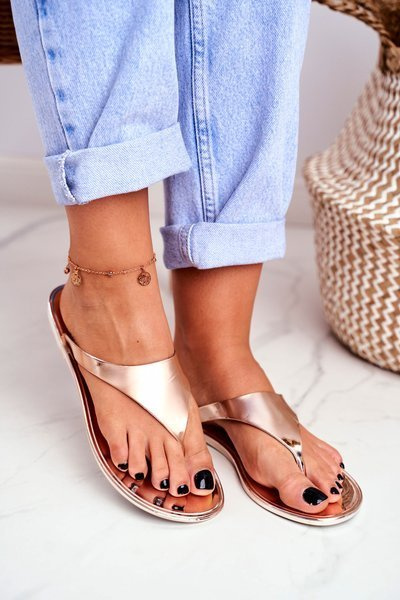 Lu Boo Metallic Flip-Flops Rose Gold Miny II-cat