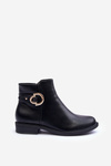 Leather Ankle Boots with Flat Heel Black Meronei 