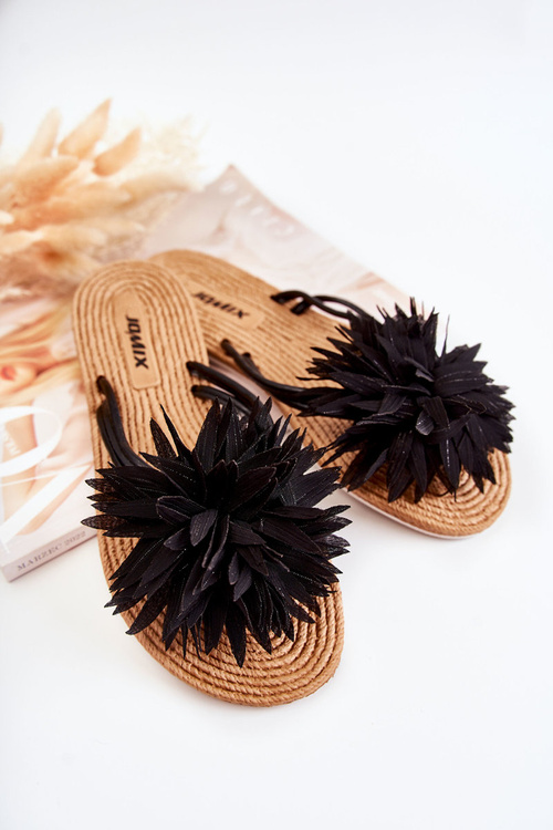 Women's Flip-flops With Fabric Ornament Black Eviana