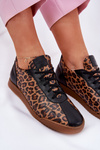 Women's Leather Sports Shoes With Leopard Print Laura 2935 Brown