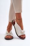 Women's Flat Heeled Sandals with White Ornament Loraeleh