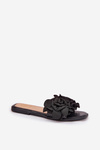 Flat Women's Slippers With Bow Black Tobin