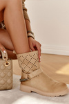 Openwork Booties With A Zipper With A Chain Beige Chantelle 