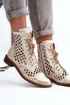 Perforated Leather Boots Zazoo 2695 Gold Distressed