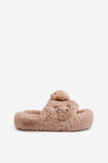 Women’s Furry Slippers With Bear And Decorative Elements Beige Innalise