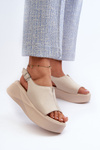 Women's Leather Platform Sandals D&A SJ2301-2 Beige