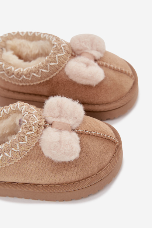 Children's Snow Boots with Embroidery and Bow Beige Daven