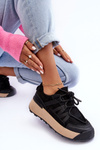 Women's Suede Sports Shoes on Platform Black Rohan