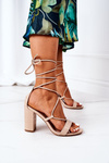 Lace-up High Heel Sandals Beige Catwalk