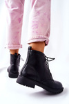 Classic Tiered Leather Booties Black Melome